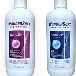 WonderSoft Professional NanoSilk Hair Care Set, Post Treatment Shampoo and SPA Emulsion, 300 ml Each Nano plastia Post and After Shampoo & Spa 600ml set For Home , Salon Use-12