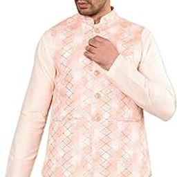 Men's Woven Design Embroidered Nehru Jacket-picture-15