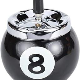 ABA Snooker Billiard Pool Ball floor smoking creative push down cigarette ashtray billiards ball ashtray with spinning tray creative rotating ashtray for indoor outdoor use 1-piece (Black)-picture-1
