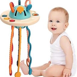 Kidology Montessori Teething Toy Set for Toddlers – Food-Grade Pull String, Perfect for 6+ Months Babies, Boys & Girls, Learning & Skills Development Toys, Travel-Friendly (UFO, Blue)-picture-32