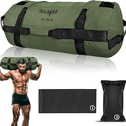 Yes4All Sandbag Weights/Weighted Bags - Sandbags for Fitness, Conditioning, Crossfit with Adjustable Weights (Army Green - M)-image-73