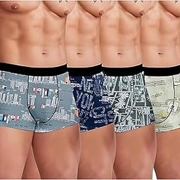 Panavi Creation Men's Ice Silk Underwear - Cool, Comfortable, and Stylish Boxer Briefs | 3D Printed Multicolor Men's Under Garments (Pack of 4)-5