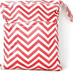 ATORSE Baby Waterproof Zipper Reusable Cloth Diaper Bag Snap Tote Red and White Ripple Pattern-image-92