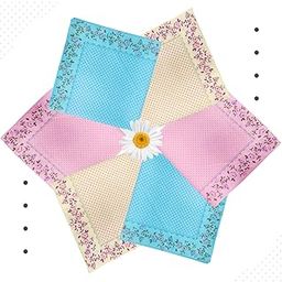 Cotton Handkerchiefs for Ladies, Floral Print, 33 x 33 cm, Pack of 6, Pink Yellow Blue-image-55
