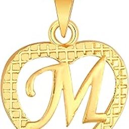 Stylish Jewellery 'M' Letter Heart Pendants for Girls Women Men Unisex Locket Alphabet Pendant with Chain in Crystal Jewellery Set for Women Gold plated Pendant-11