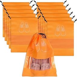 Pack of 12 Non-Woven Shoe Bags | Shoe Covers with Transparent Window | Orange-image-40