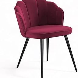 Collection Dining Room Chairs in Dark Pink Velvet Material & Stylish Design with Black Metal Powder Coated Legs-image-42