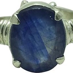 World Antique Inc 6.25 Ratti Neelam/Nilam Ring Unheated Natural Blue Sapphire Stone Natural Original Neelam Adjustable Silver Ring-image-47