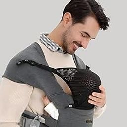 Golden Bee Cozy Nest Newborn Baby Carrier, Ergonomic, Baby Wrap Carrier, M-Shape Sitting Position, Padded Head & Neck Support, Baby Carrier for New Born to Toddler 3-24 Months (3 to 12 Kg) (Grey)-image-46