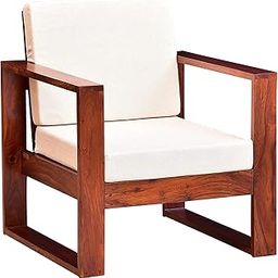 Solid Sheesham Wood Cube Single Seater Sofa for Bedroom, Wooden Sofa Cum Armchair For Living Room with White Cushion ,(Teak Finish, Brown)-image-58
