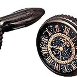 Unique Men Jewelry Black Metal Polish Vintage Watch Design Round Sleeve Button Formal Cuff Button Wedding Shirt Button, Suit, Blazer Cufflinks Pair Gift Set for Men (590-CHC4-1112-S)-picture-46