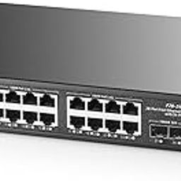 Binardat 28 Port POE Switch, 24 POE+ Ports 100Mbps, 2 Gigabit Uplink, 2 Gigabit SFP, IEEE802.3af/at, 450W High Power, Metal Case Unmanaged Plug and Play RackMount Ethernet Switch-picture-32