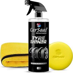 CAR SAAZ Tyre Polish (1 Ltr) with Applicator Pad and Microfiber Cloth | Car & Bike Tyre Shiner & Dresser | Gives Instant Shine, Increases Life, Prevents Fading & Cracking | Long-Lasting Shine-picture-4