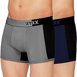 Men's Dualist Micromodal Regular Fit Colorblock Antimicrobial Trunks with No Marks Waistband (Pack of 2)-3