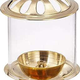 Amazon Brand - Solimo Brass Diya with Borosilicate Glass-26