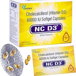 NC D3 Cholecalciferol (Vitamin D3) 60000 IU Softgel Capsules | Pack of 40 Softgel Capsules-94