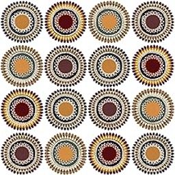 WallDesign Sunshine Tribe 4 Inch x 24 Set Rangoli Wall Stickers - Creative Artistic Home Décor for Bathroom, Kitchen, Tiles, Cupboard-image-58