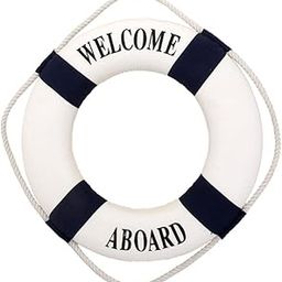 UJEAVETTE Welcome Blue Nautical Wall Decor Ship Boat Ring Life Buoy Preserver 20cm-image-28