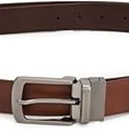 Men Solid Reversible Formal Italian Leather with Brush Gun Metal Buckle Belt-41
