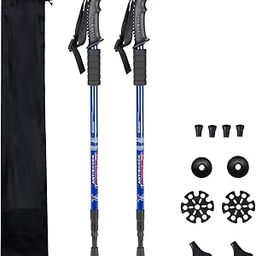 Rexmon Trekking Poles (2 Pack), Collapsible & Adjustable Hiking Sticks for Men & Women, Lightweight Aluminum Walking Poles with Anti-Shock System & Accessories – for Trekking, Hiking, Walking Blue-image-94