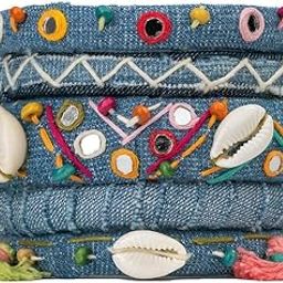 Cheshta Denim fabric bangle with vibrant thread embroidery Navratri bangles set For Women & girls (5 Bangles)-image-7