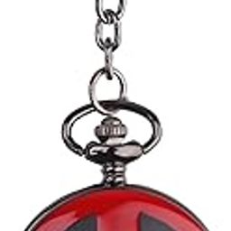 Metal Deadpool Theme Superhero Pocket Watch Keychain, Multicolor-50