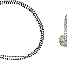 Fashion Accessories Mangalsutra Black Gold Plated Hand Mangalsutra Style Bracelet Bangle with Earrings for Women-4