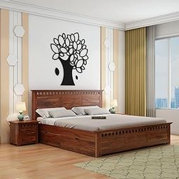 WOODLAB Furniture Solid Sheesham Wood King Size Bed for Bedroom 4 Storage Drawer Wooden Double Beds Cot Furniture for Living Room (Honey Finish)-17