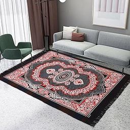 Kuber Industries 5x7 ft Carpet for Living room & Bedroom | Floor Rug Runner for Home, Hall | Velvet Sitting Carpet for Home | Flower Design - Brown-9
