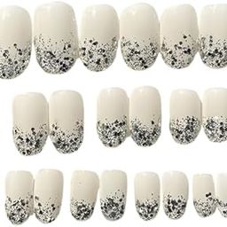 Designer White Long Press On Nails with Glitter | Reusable Fake Nail Extensions for Women | Lightweight, Beautiful Artificial Nails for Parties, Weddings & Nail Art DIY (20 Pieces)-image-15