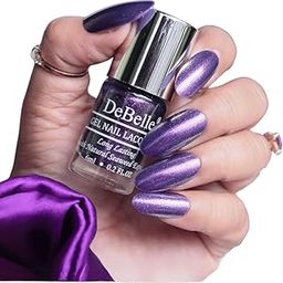 DeBelle Gel Nail Polish Delightful Daphne(Duo Holo Purple Glitter Nail Paint)| Non UV - Gel Finish |Chip Resistant | Seaweed Enriched Formula| Long Lasting|Cruelty and Toxic Free| 6ml-22