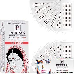 PERPAA Kumkum Dark Maroon Round Bindi Book for Ladies Forehead (Stick On) (08,Diameter 2.5mm, Dark Maroon)-image-13