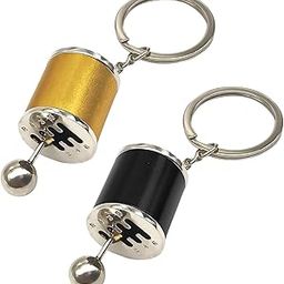 2 Pieces Keychain for Men,F1 Creative Auto Part Model Gear Box Shift Lever Keyring Key Chain Turbo Car Gear Shift Stick Knob Keyfob Gearbox Keychain, Fidget Toys (Black,Golden)-image-61