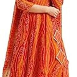 Blue Bandhani Angrakha Ethnic Dress with Dupatta-picture-54