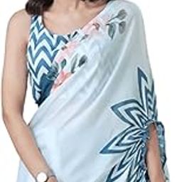 Women's Off White Soft Satin Silk Printed Wedding Kaftan Saree With Unstitched Blouse-picture-28