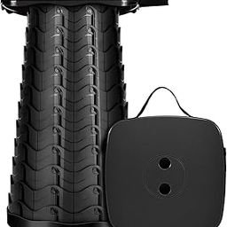 Portable Collapsible Stool for Camping Outdoors Folding Stool Load Capacity 484 LB for Fishing Hiking BBQ Indoors Kitchen, Lightweight Retractable Plastic Foldable Camping Stool, Black-picture-19