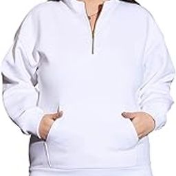 White Fleece Half Zipper Sweatshirt-image-82