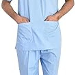 Unisex Medical Collar Scrub Suits Regular fit | Short Sleeves and Bottom Uniform Ideal for Doctors Nurses Dentists&Healthcare Professionals scrub suit made of 100% cotton(Sky Blue)-image-34