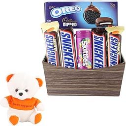 SFU E Com Chocolate Gift Hamper | Valentine Love Teddy Bear With Chocolate Combo | Valentine Chocolate Hamper | 991-10