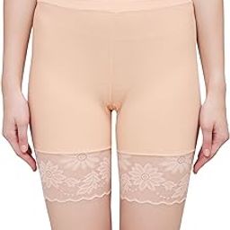 Lace Trimmed Under Dress Cycling Shorts for Women - Seamless Mid-Thigh Boyshorts Underwear, Size S to L-image-47