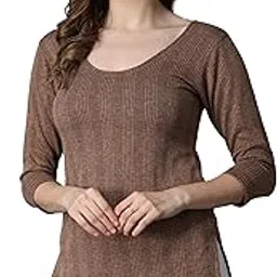 wearslim Women's Winter Warmer Thermal Vest 3/4 Sleeves Ultra Soft Scoop Neck Winter Inner Wear Top Johns Underwear-picture-3