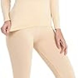 Women's Ultra Thin Modal Scoop Neck Thermal Underwear Top & Bottom Set-image-1