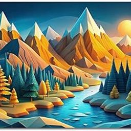 Lentikart 3D Lenticular Table mat of Set 4 | 12 x 18 in | Water Resistent,Anti Skid,Wipe Clean for Dining Table | Asthetic Mountain Landscape Design-image-96