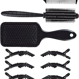 VEDETIC® Combo Of Hair Styling 6 Pcs Hair Clips Sectioning Crocodile hair clips With Professional Rectangular Cushion Paddle Hair Brush, Round Hair Brush and Tail Comb-picture-43