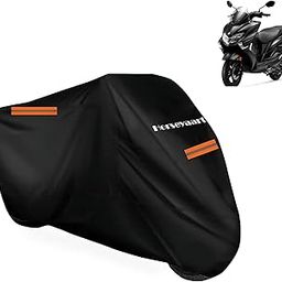 Horseyaart - Bike Cover Waterproof Compatible with Suzuki Burgman Street 125 Bike Cover with Elastic and Belt Bukle Lock or Reflective Stipe (Black)-21