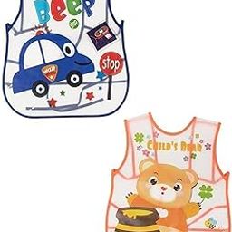 BabyGo Plastic Waterproof Quick Dry Sleeveless Washable Printed Feeding Bibs Apron for New Born Kids & Toddler, Unisex Cute Printed Meal Time Bib Set for Baby Boys & Girls(Pack of 2, Assorted)-picture-22