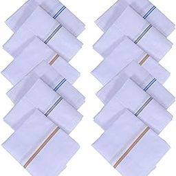 Kuber Industries Cotton 12 Piece Men's Casual Style Handkerchief Set - White-image-18