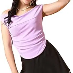 iuga Womens's Solid Cotton Stretchable Draped Crop Top-picture-28