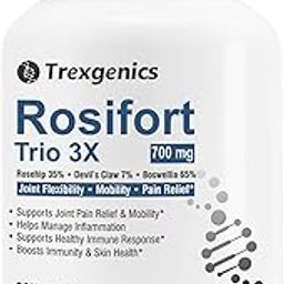 Trexgenics ROSIFORTE TRIO Rosehip, Boswellia, Devil's Claw 700 mg Joint Pain & Inflammation Support VEGAN & NON-GMO (60 Veg. Capsules) (Pack of 1)-28