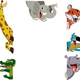 rawpockets Cartoon Kids Animals PVC Vinyl Wall Sticker (Wall Coverage Area - Height 100 cms X Width 120 cms)-image-15